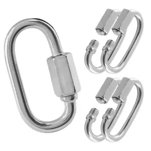 5pcs 1/4 Inch Quick Links 304 Stainless Steel D Shape Chain Link Heavy Duty M6 L - Picture 1 of 7