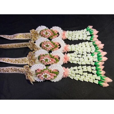 Par Guirnalda Malai Tailandesa Boda Ceremonia Tela Artificial Flor Cinta Colgar Foto 1 de 4