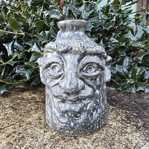 Rustikale Volkskunst Ton Keramik Gesicht Krug von Savannah Craven - 7,5" x 6" - Bild 1 von 8