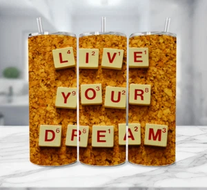 Live Your Dream Mehrfarbiger Edelstahlbecher mit Metallstrohhalm - 20 Oz. - Bild 1 von 4
