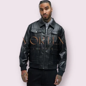 Men's Leather Jacket Black Real Lambskin Leather Coat Jacket Pocket style - Picture 1 of 5