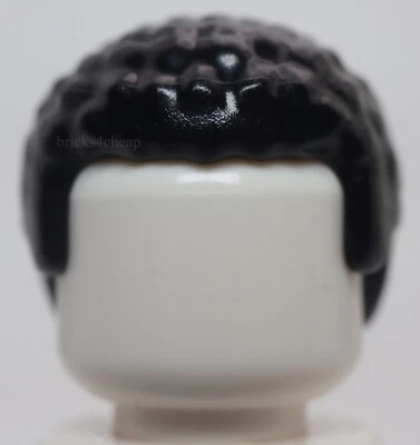 Lego Minifigura Negra Cabello Masculino con Textura Enroscada Foto 1 de 3