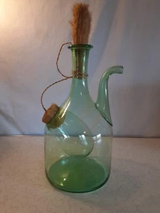 Vintage Princess House Wine Decanter Green Glass Italy Ice Chamber Hand Blown - Picture 1 of 4