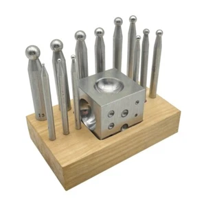 14 Pieces Metal Forming Tool Kit Dapping Doming Punch Block Great for Shaping - Picture 1 of 8