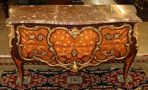 Stunning Italian Marble Top Bronze Mounted Louis XV Style Chest Dresser Commode Cover