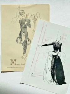 1946 Rene GRUAU Maggy Rouff 40s vintage Paris couture fashion magazine page - Picture 1 of 1