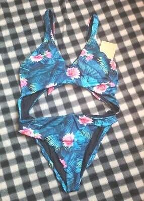 Nuevo con etiquetas Traje de baño Reef Wild Heart con corbata frontal floral talla mediana Foto 1 de 4