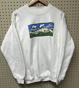 Vtg 1998 NPR VPR National Public Radio White Sweatshirt Long Sleeve Vermont L - Picture 1 of 8