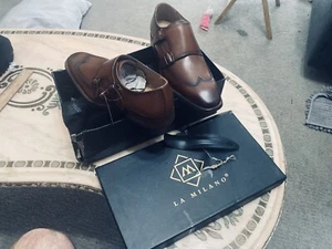 Mocassino scarpe eleganti La Milano punta alare doppio cinturino monaco pelle italiana �� - Foto 1 di 15
