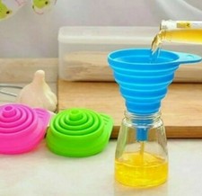 Silicone Folding Collapsible Kitchen Funnel Tool Oil Water Accessory Random Clr