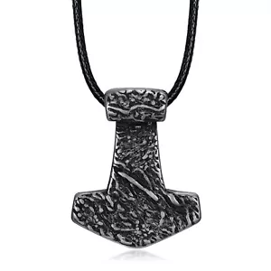 Mens Stainless Steel Nordic Viking Thors Hammer Mjolnir Pendant Necklace - Picture 1 of 4