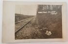1918 RPPC Chateau Thierry Front Military Soldier Sleeping in Train Track Trench