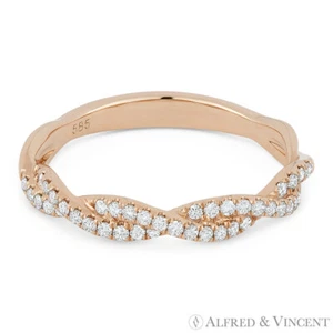 0.25ct Round Diamond Anniversary Band Stackable Right-Hand Ring in 14k Rose Gold - Imagen 1 de 1