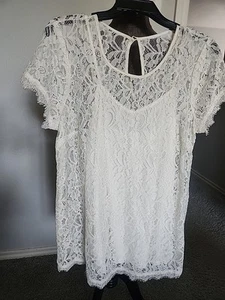 NWOT Libby Edelman ivory lace blouse Size L. Measurements - Bild 1 von 2