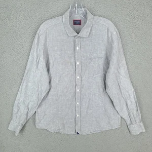 Untuckit Shirt Mens Xl 100% linen Houndstooth Slim Fit Gray Button Up Dress - Picture 1 of 9