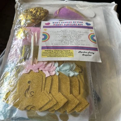 Decoraciones de revelación de género para bebés, suministros de fiesta Foto 1 de 2