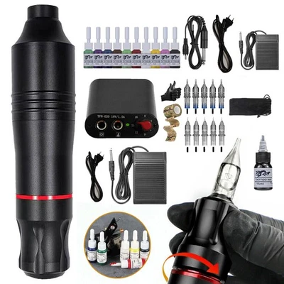 Juego de máquina de tatuaje profesional, kit de pistola de pluma de tatuaje inalámbrica giratoria, juego de máquina de tatuaje - Imagen 1 de 4