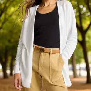 Halogen Linen Blend Womens XXL White Open Cardigan Sweater Coastal Lightweight - Picture 1 of 9