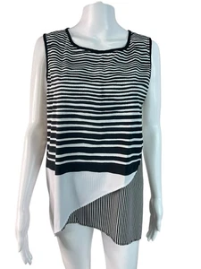 Chico's Tank Top Shirt Black White Drape Front Sleeveless Chicos 1 Size M - Picture 1 of 11