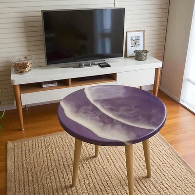 Mesa de café de madera de resina púrpura de 24" muebles de cocina para el hogar vivo Foto 1 de 4