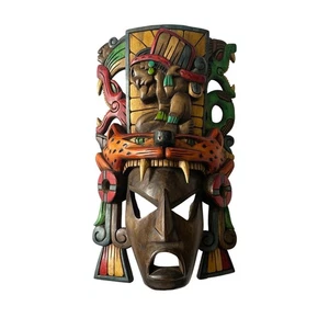 Vintage Hand-Carved Mayan Jaguar Warrior Mask  - Picture 1 of 5