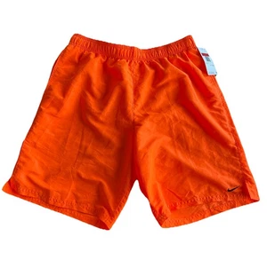 Nike Mens Neon Orange Swim Trunks Mesh Lined Swimwear Shorts Size L - Picture 1 of 8