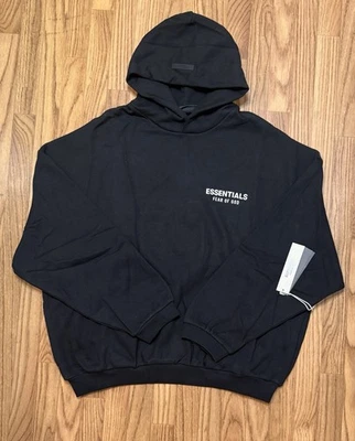 Толстовка с капюшоном Fear of God Essentials черная белая (FW24) размер MD - Изображение 1 из 4