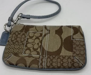 Bracciale Coach Signature Monogram Patchwork Tela Marrone Blu Bordo Pelle - Foto 1 di 6