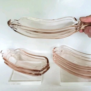 6 Pink Indiana Glass Ice Cream Banana Boat/Split Sundae Soda Fountain Dishes Vtg - Picture 1 of 13