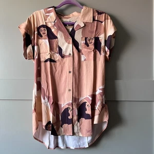 Paradise Now Hawaii camicia con bottoni donna media marrone chiaro Aloha maglietta Sisterhood Maui - Foto 1 di 14