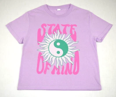 Camiseta Vintage Talla S/M Años 90 Verde Lavanda Yin Yang Estado de Mente Mezcla Algodón Foto 1 de 4