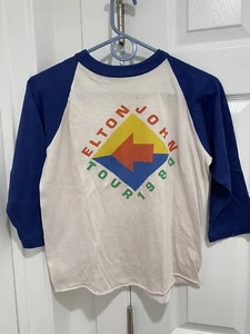 Vintage ELTON JOHN 1980 CONCERT RAGLAN JERSEY 3/4 SLV t-shirt M - California - Picture 1 of 5