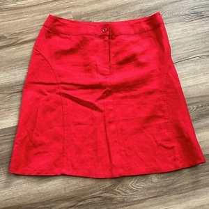 Hilliard & Hanson Women’s 100% Linen Skirt Size 8 Red Dressy Summer Vacation - Picture 1 of 6