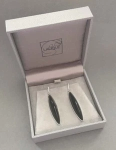 $550 LALIQUE Eclat Cristal Negro Tono Plata Palanca Francesa Gancho Pendientes Caja Como Nueva - Imagen 1 de 7