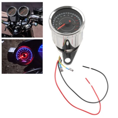 Chrome Night Light Tachometer Gauge  12V for Harley XL Sportster 1200 - Image 1 of 4