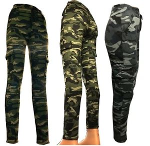 Damen Frauen Cargo Combat Stretch Freizeit Hose Mädchen Slim Fit Sport Jogger - Bild 1 von 5