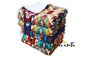 WHOLESALE LOT OF 5 SMALL ALPACA ANGEL BLANKETS WITH ANDEAN DESIGN 76"X45.5" 18V - Picture 1 of 24