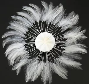 1 Piece FULL PINWHEEL - WHITE Hackle Feathers; Headbands/Hats/Halloween - Picture 1 of 2