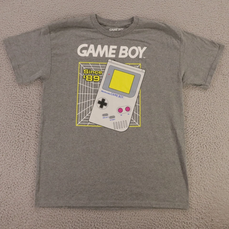 Camisa Game Boy Para Hombre Grande Gris Mezcla Algodón Nintendo Manga Corta Foto 1 de 4