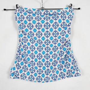 Mynah Tankini Top XS Azul Estampado Geométrico Tazas Extraíbles Correas Extraíbles NUEVO - Imagen 1 de 8