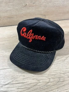 Vintage CALIFORNIA Hut Cord Seil rot/schwarz Riemen hinten Younglin Korea - Bild 1 von 5
