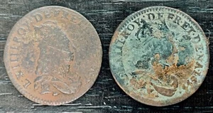 Louis XIV - Set Of 2 Farthing French 1657 G And 1655 K - Picture 1 of 2