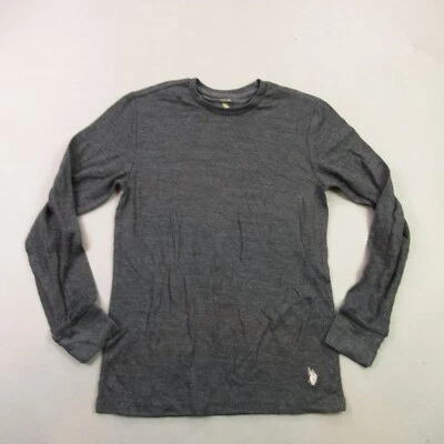 Camisa polo masculina Assn manga longa pequena cinza leve roupa de dormir ao ar livre EUA - Imagem 1 de 4