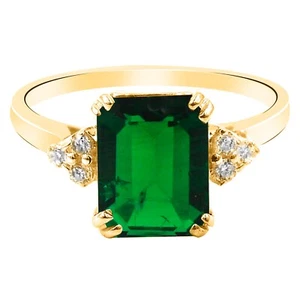 585er Gelbgold 1,30Kt 100% Natürlich Grün Smaragd IGI Zertifiziert Diamant Ring - Bild 1 von 4