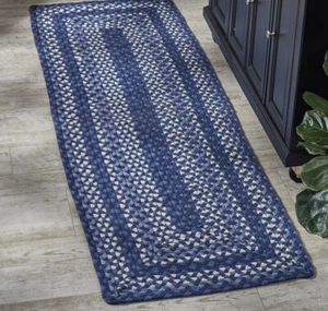 Bluestone Braided Rectangle Area Rug Runner 24” x 72”.Rug Runner By Park Designs - Picture 1 of 3