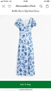 BNWT Women’s Abercrombie And Fitch Ruffle Sleeve Slip Maxi Dress Tall Medium - Picture 1 of 4