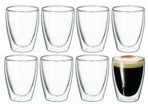 New AVANTI Caffe Twin Wall Glass 250ml Set of 8 Expresso Cups (RRP $100) - Picture 1 of 4