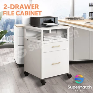 2 Drawer File Cabinet Office Filing Storage Rolling Lateral Document Organiser - Picture 1 of 8