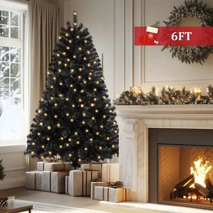 6FT Green Spruce Artificial Holiday Christmas Tree with LED Lights & Tools - Picture 1 of 10