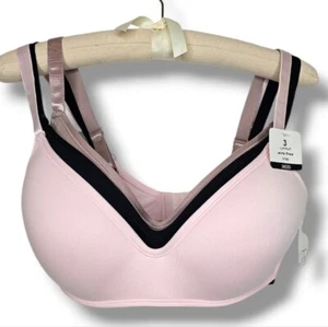 Rene Rofe 3 Comfort Wire-Free (Pink, Black & Mauve) Bras - Size 36DD - Picture 1 of 7